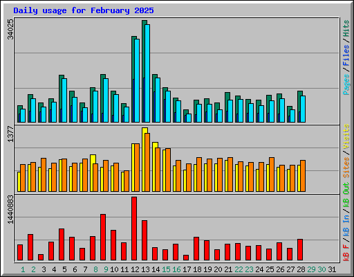 Daily usage for February 2025