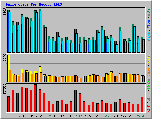 Daily usage for August 2025